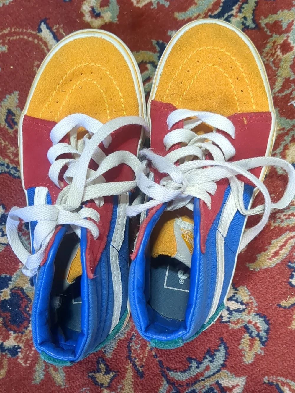Kids High-Top Colorblock Sneakers in Blue/Red/Yellow/Green Little Kids Size 12